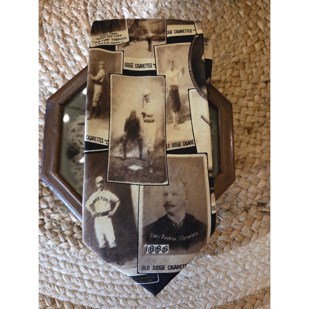 Museum Artifacts Silk Tie 1886 Old Judge Cigarette Baseball Card Vintage Sepia